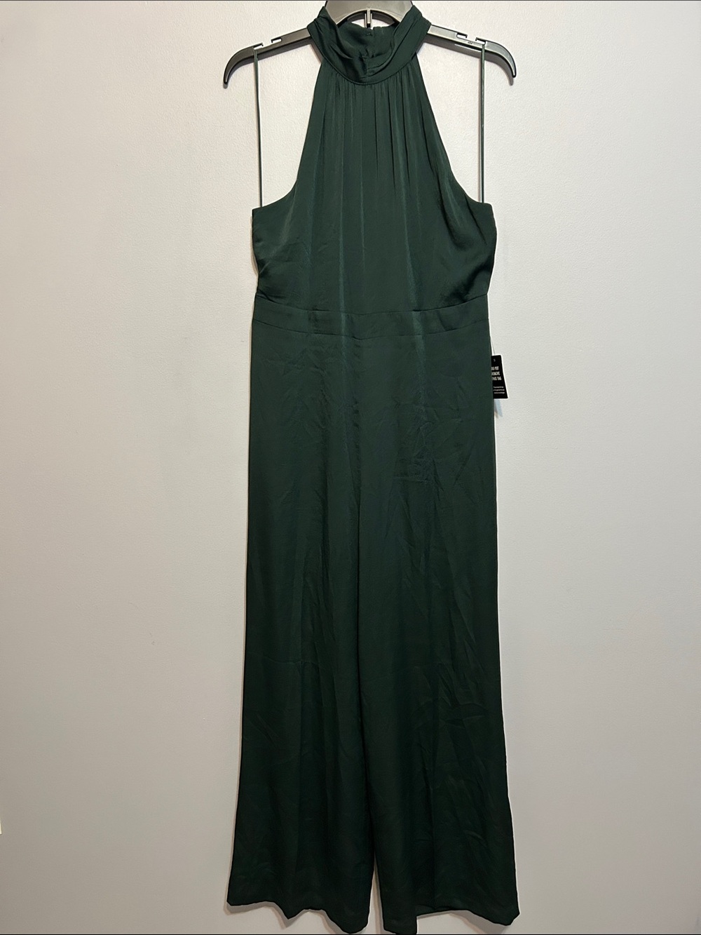 Express Dark Green Halter Neck Wide Leg Jumpsuit - Size Large